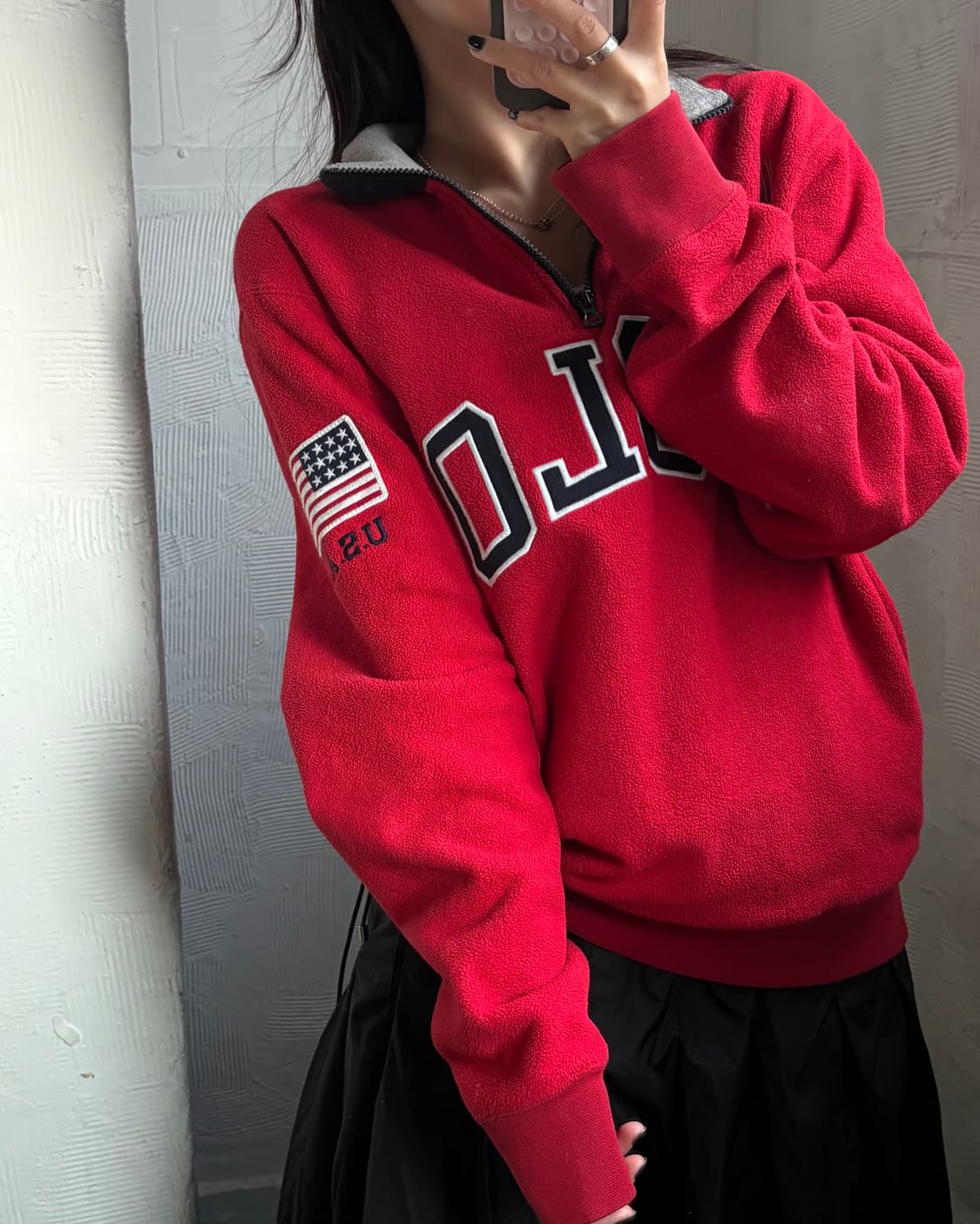 Polo 폴로 랄프로렌 신형 POLO 아치로고 레드컬러 플리스 상품이미지1