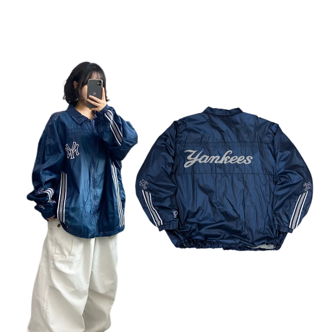PRO PLAYER 90s 뉴욕 양키스 올드스쿨 바람막이 자켓 상품이미지1