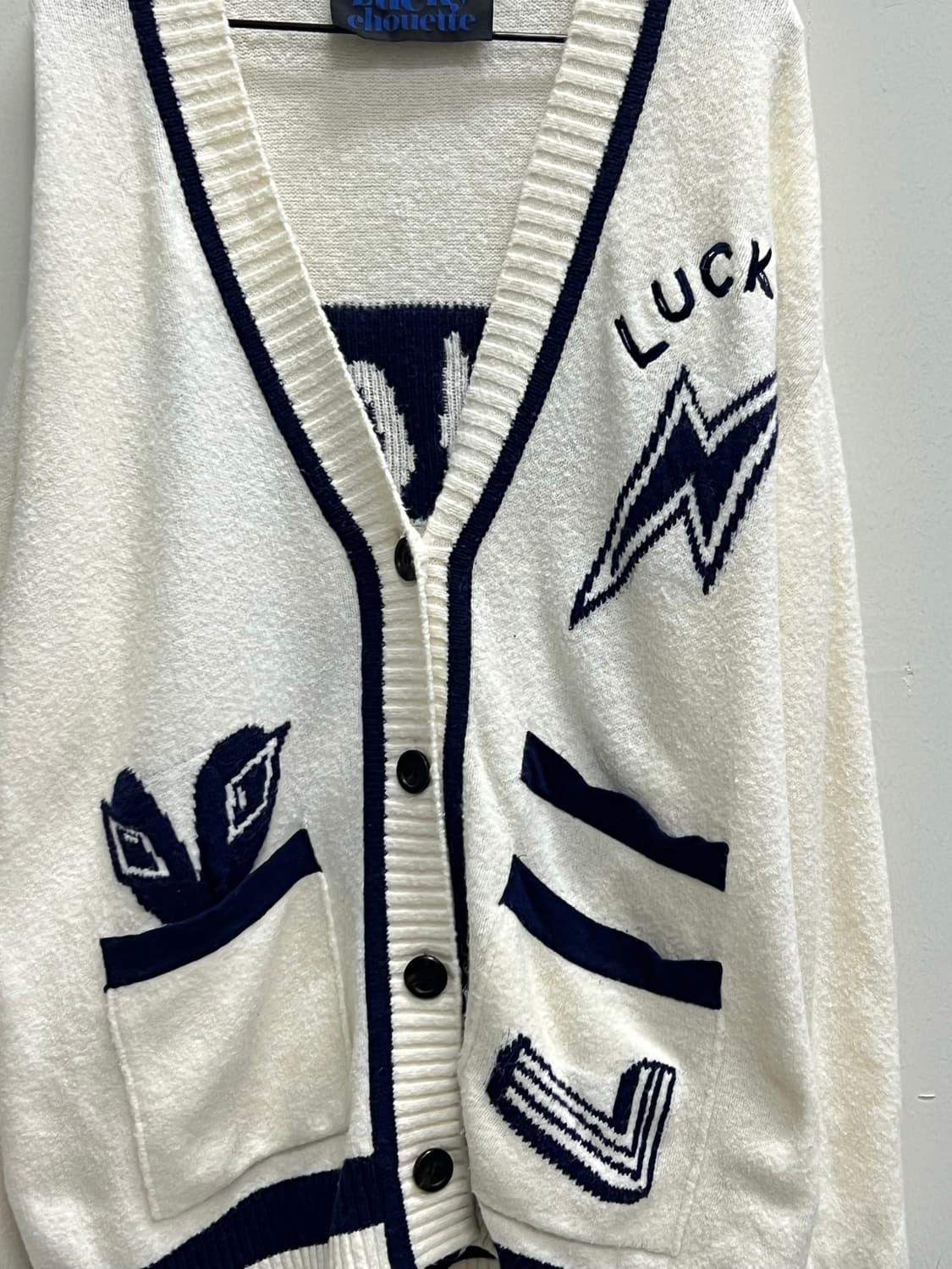 럭키슈에뜨 가디건 아이보리/네이비 상품이미지3