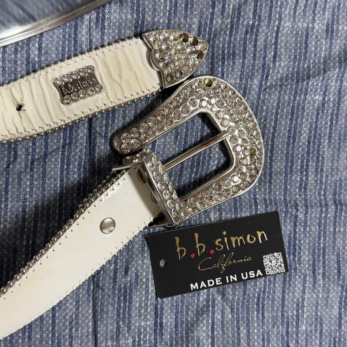 (32) 비비사이몬 클래식 크리스탈 벨트 화이트 상품이미지3