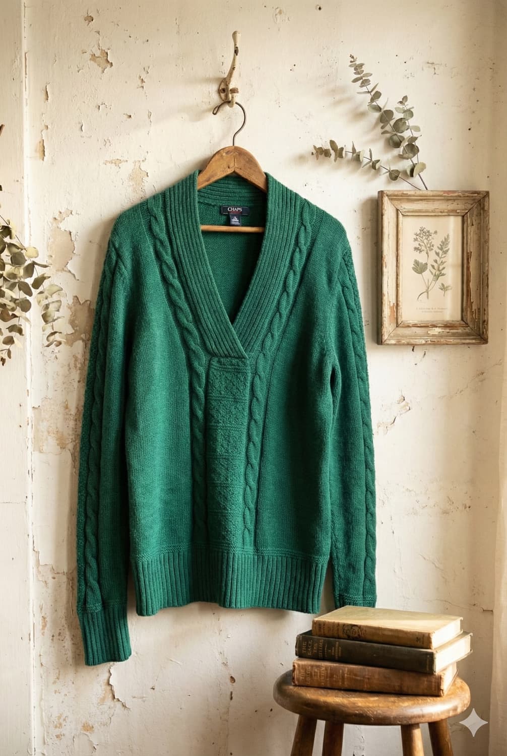  CHAPS 그린 케이블 니트 상품이미지1