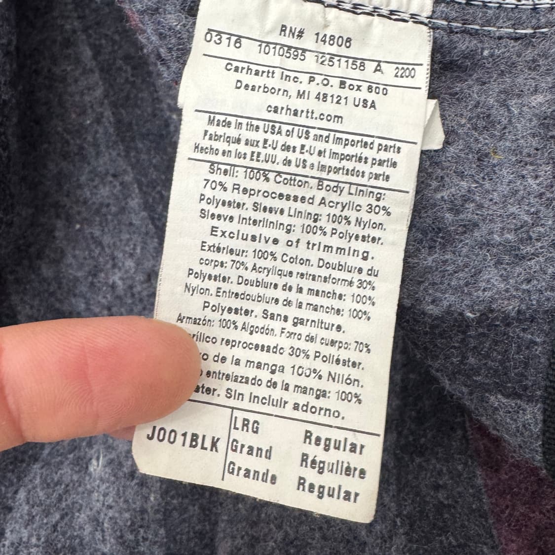 L(105) 칼하트 USA 디트로이트 블랙 자켓  상품이미지9