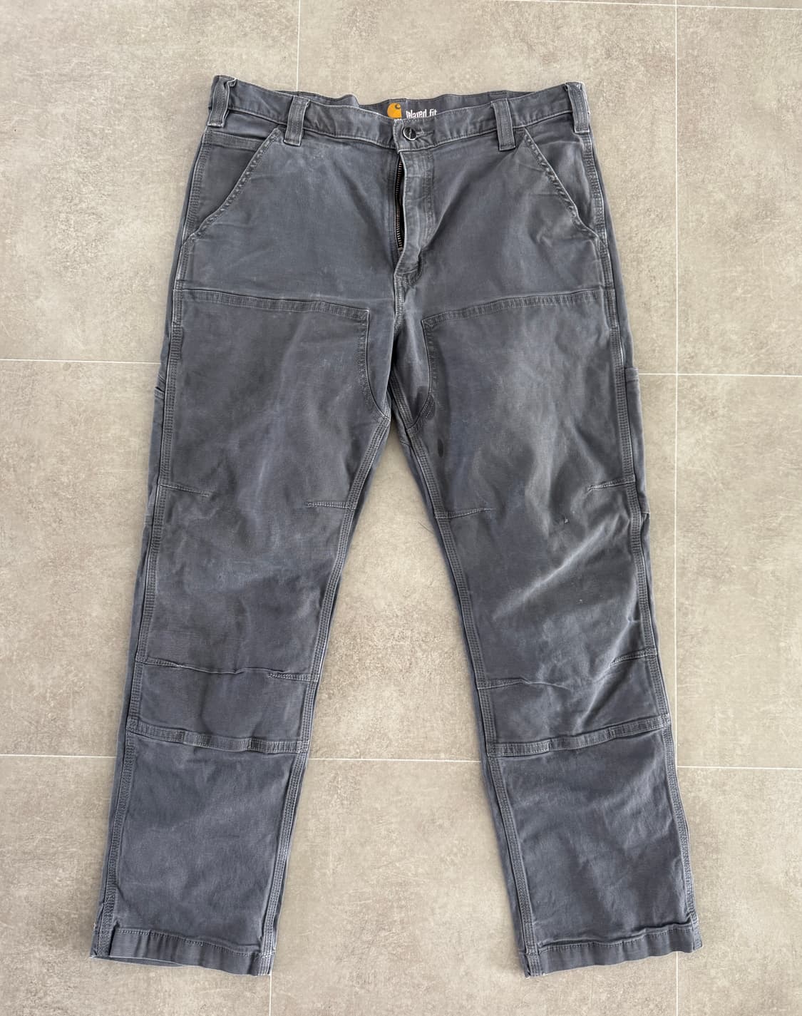 칼하트 릴랙스드 핏 워시드 덕 더블 프론트 워크 팬츠 상품이미지1