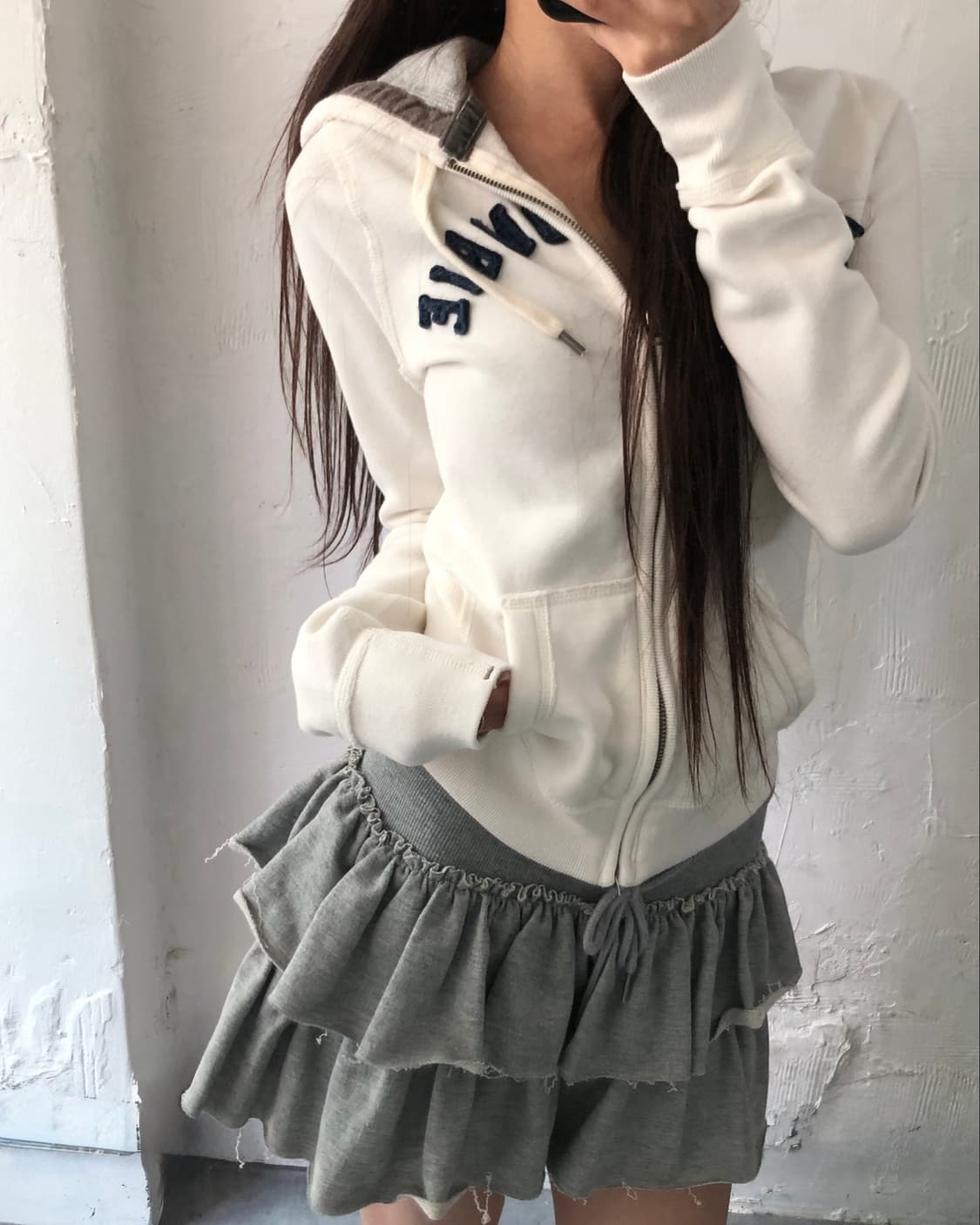 Abercrombie & Fitch 아베크롬비 아이보리 와펜 레터링 후드 상품이미지8