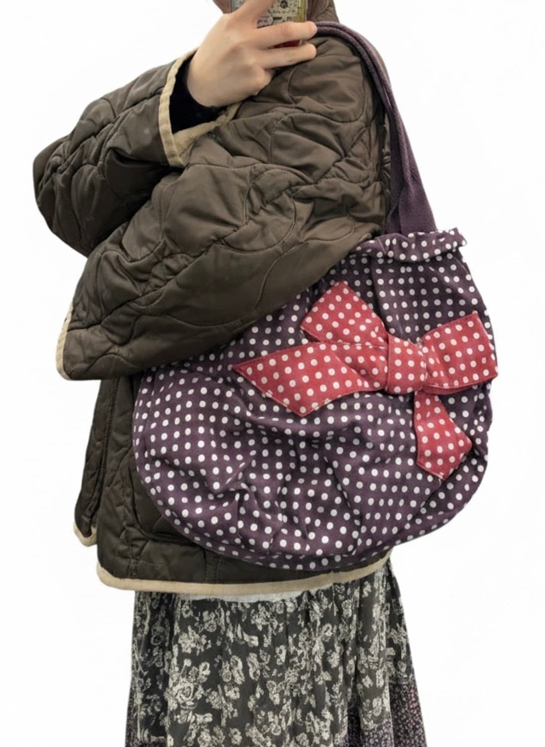 땡땡이 리본 토트백  상품이미지2