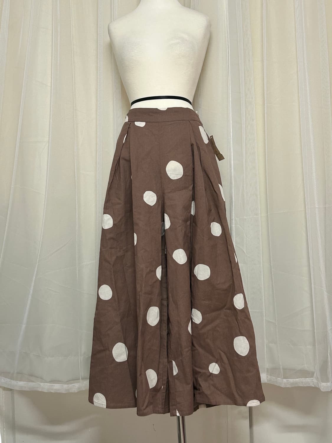 Samansa mos2 브라운 도트 와이드 팬츠 상품이미지1