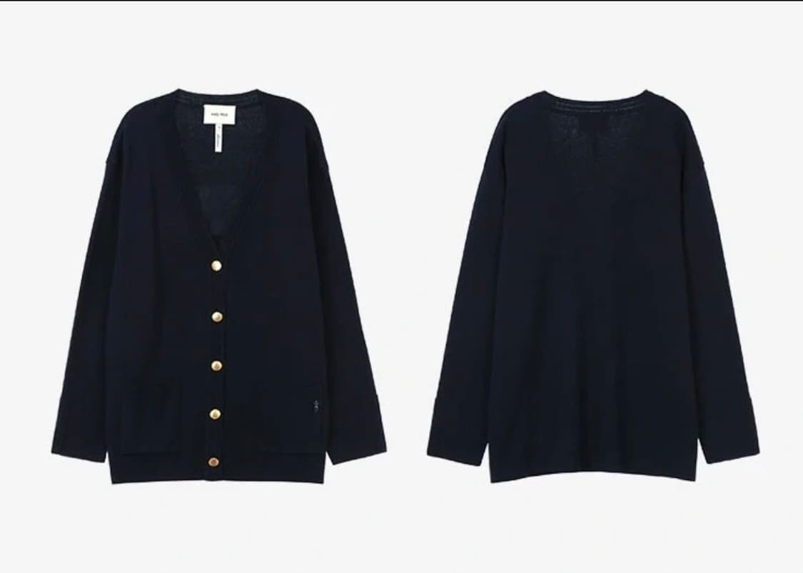 ANDYOU 앤유 HALAWA 브이넥 가디건 네이비 상품이미지2
