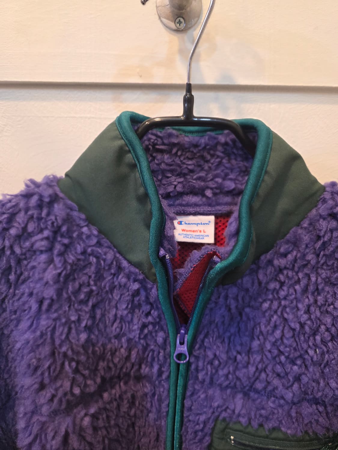 챔피온 여성 퍼플/그린 롱 후리스 L 상품이미지1