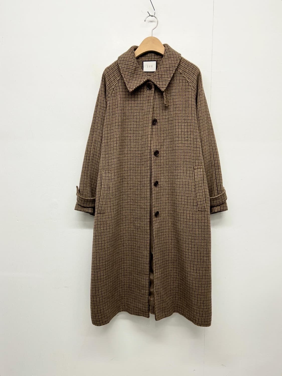 AVV 브라운 캐시미어 체크 롱 코트 상품이미지1