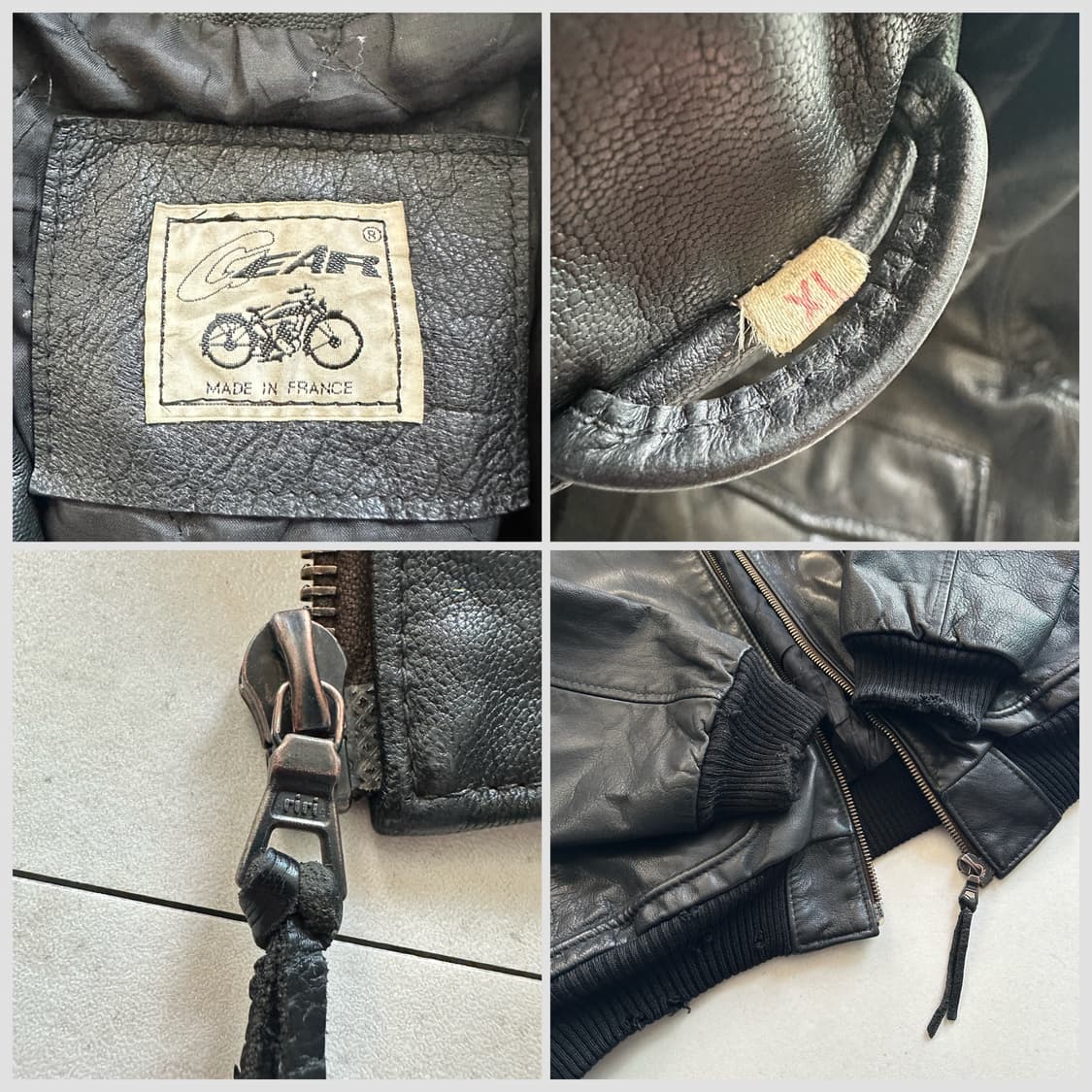 프랑스생산 A-2 GEAR 빈티지 가죽 항공점퍼 XL (riri지퍼)  상품이미지5