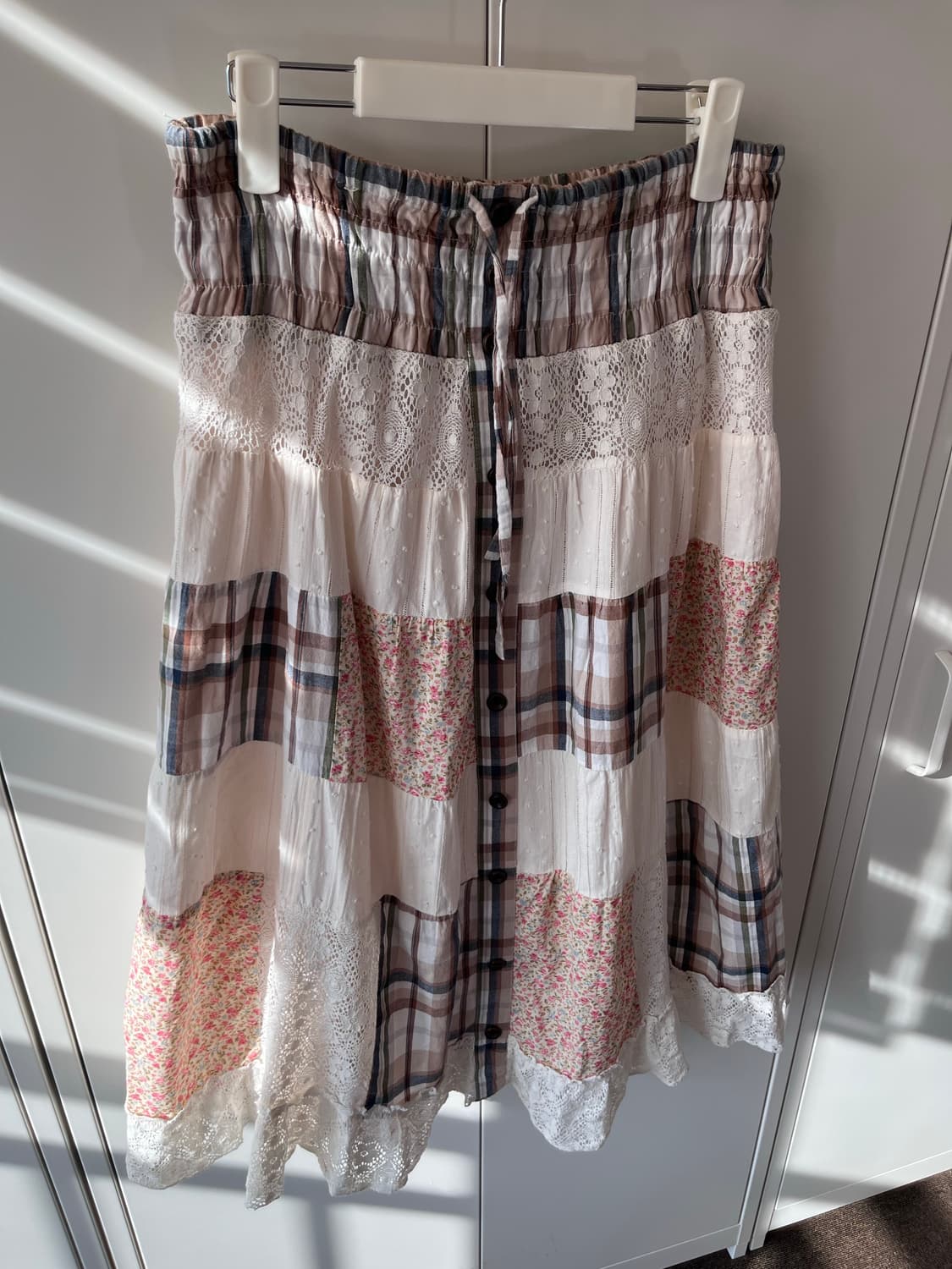 Vintage 모리걸 사각 패치워크 잔꽃 레이스 스커트 상품이미지10