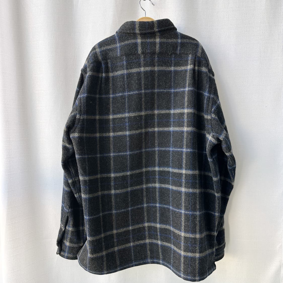 90s 빈티지 폴로 랄프로렌 헤비웨이트 울 체크 셔츠 차콜 105 상품이미지7