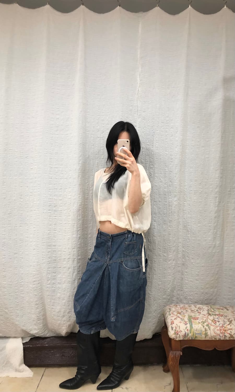 Drawstring Drape Blouse 상품이미지3
