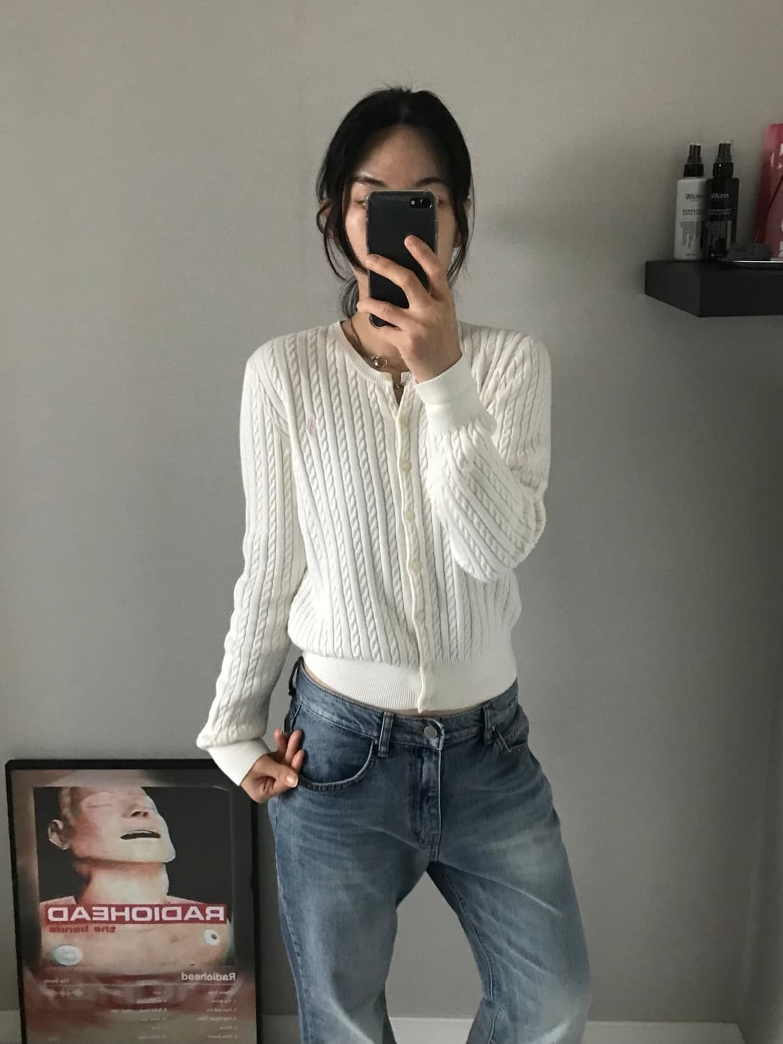 폴로 랄프로렌 포니로고 화이트 케이블 니트 가디건 상품이미지4