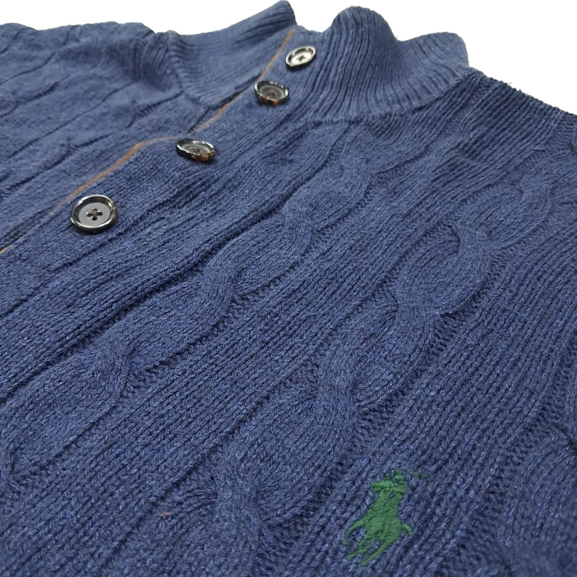 CL005 XL 폴로 랄프로렌 100% 실크 스웨이드 하프집업 케이블  상품이미지7