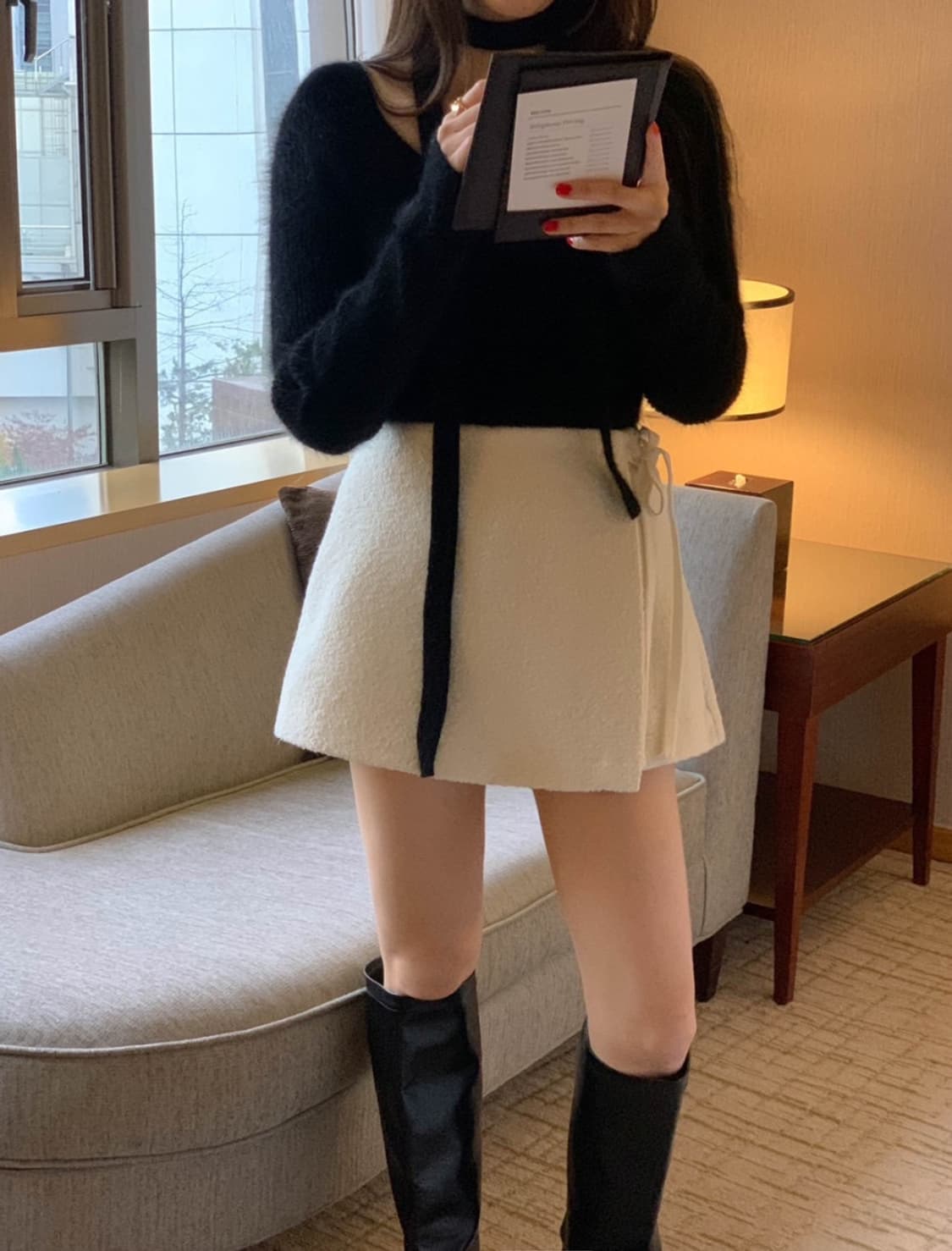 미엘 부클 울 랩 스커트 치마바지 상품이미지4