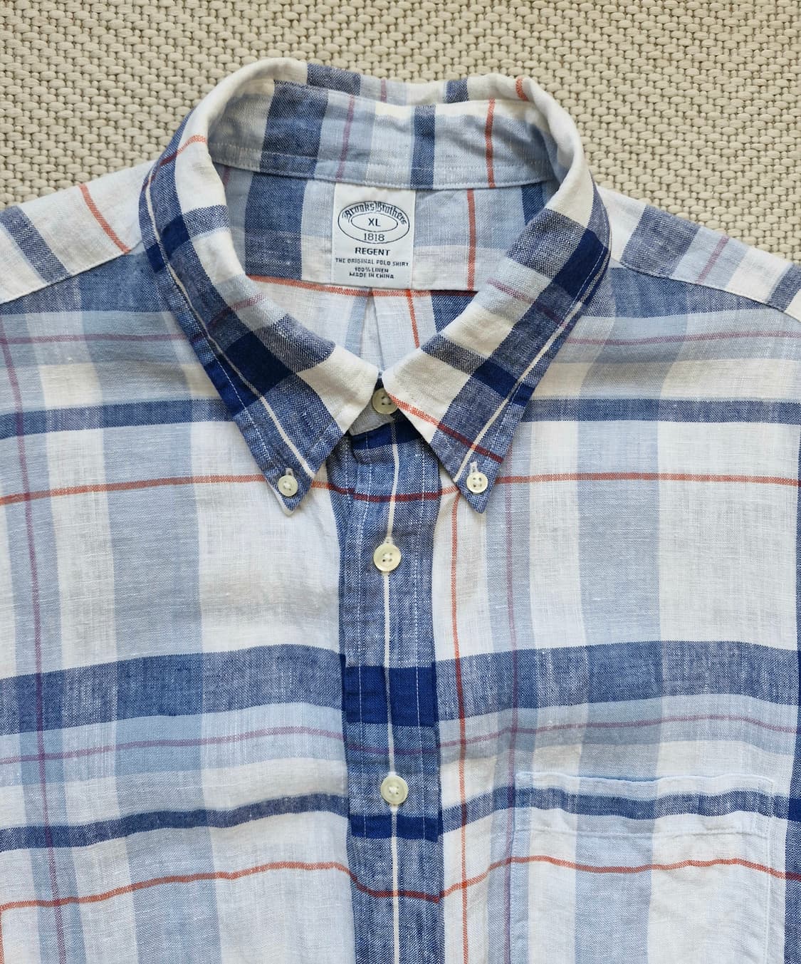 새상품급 브룩스브라더스 린넨 체크셔츠 XL  상품이미지1