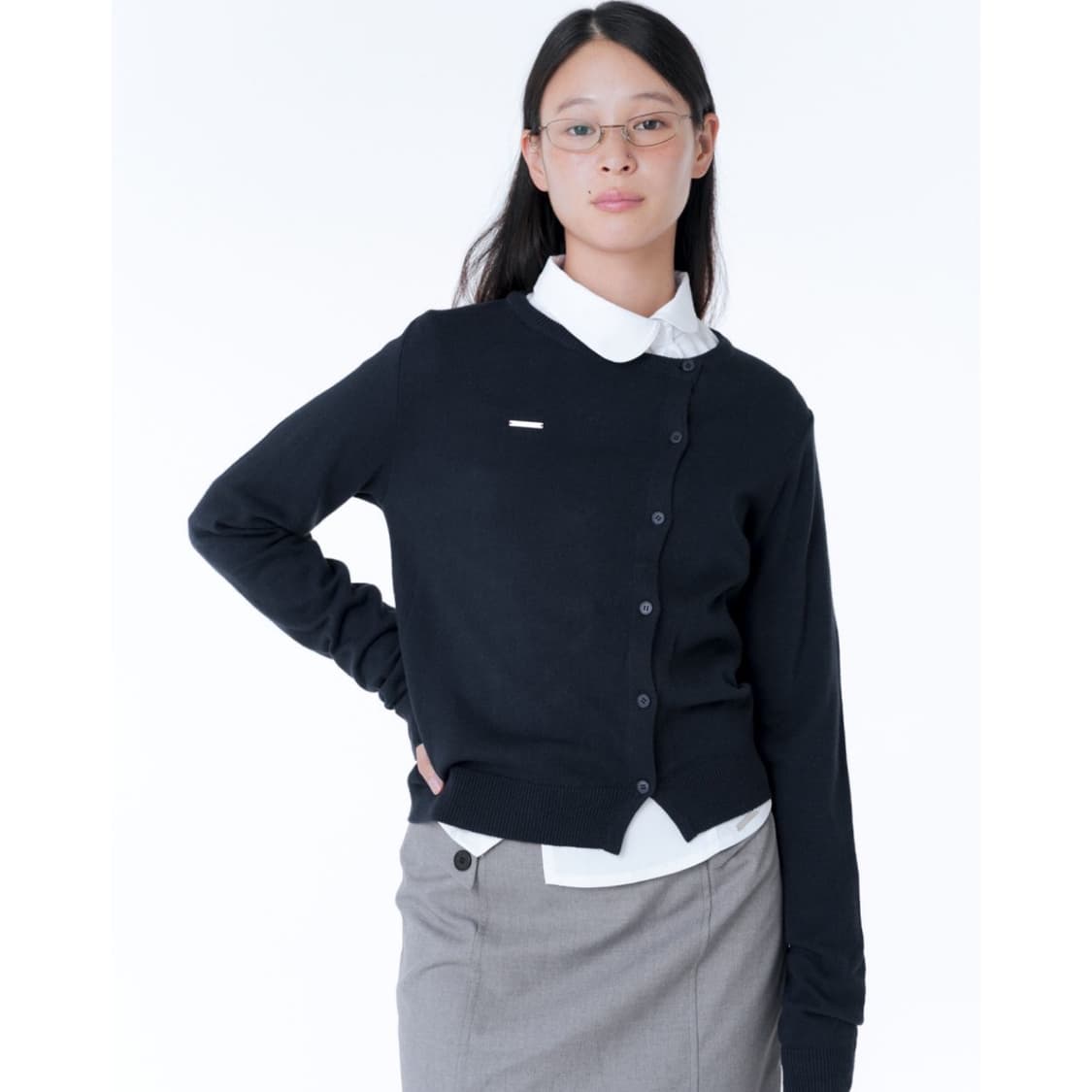 [2] 미세키서울 버튼 셔츠 화이트 블라우스 언발란스 상품이미지9