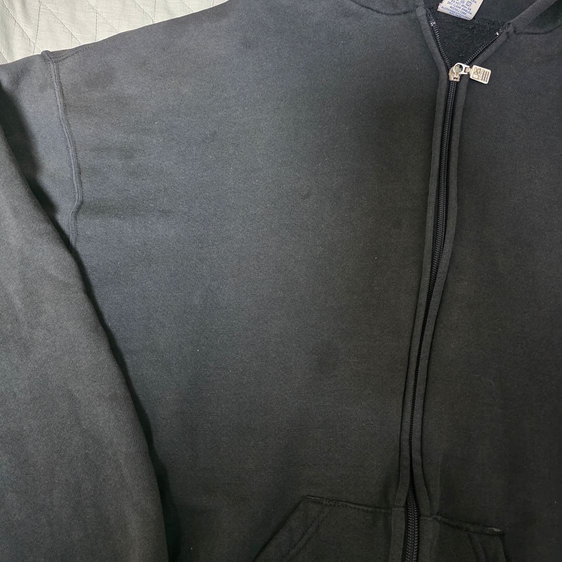 [XL] 90s 빈티지 러셀 애슬레틱 후드집업 블랙 트래쉬드 상품이미지3