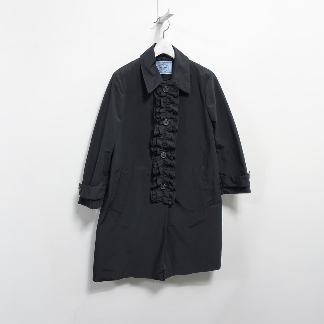 [40.L] PRADA 프라다 프릴 러플 스텐칼라 트렌치 코트 상품이미지2