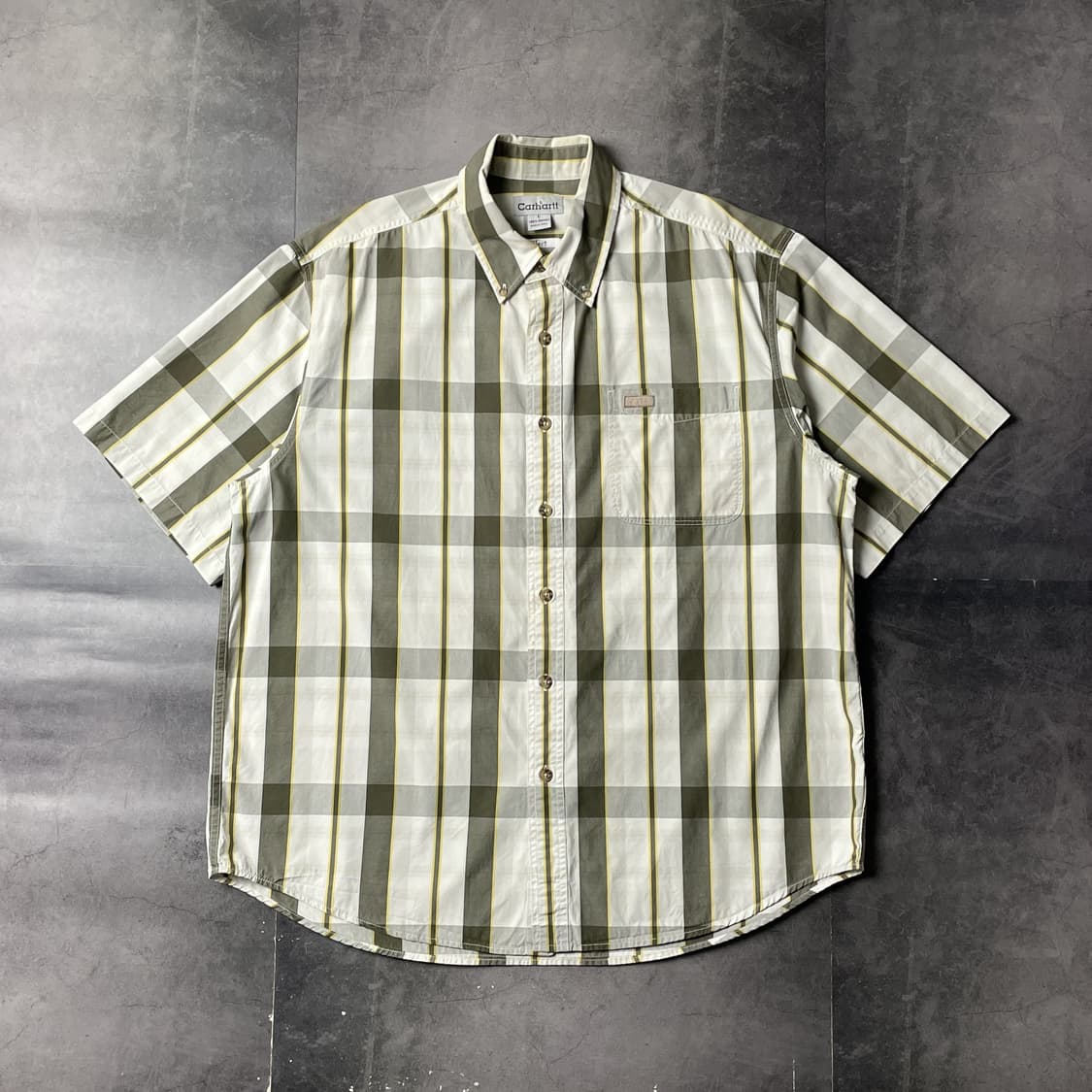 CARHARTT 칼하트 아이보리 체크 다운버튼 반팔 워크셔츠 A01081 상품이미지1