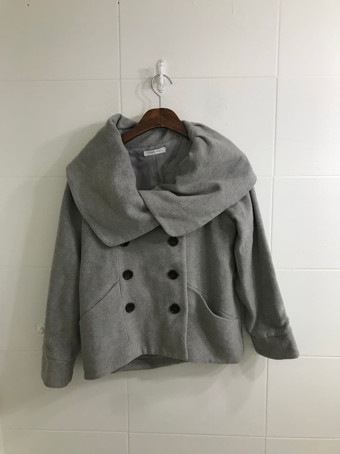 민트 그레이 하구미 모리걸 빅카라 코트 코디세트 상품이미지4