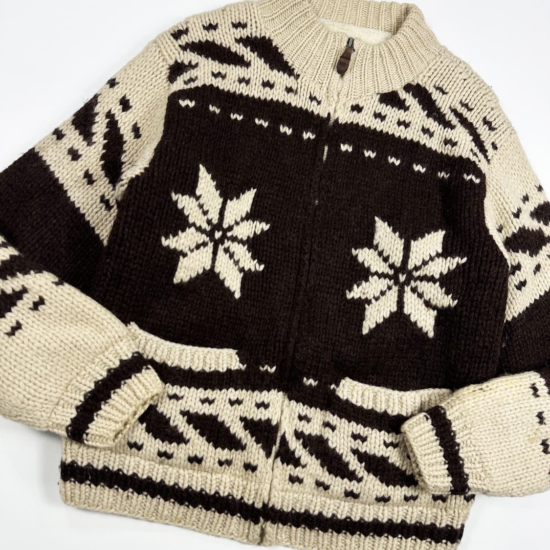 VTG 빈티지 눈꽃 아이보리 코위찬 니트 집업 (S 여성추천) 상품이미지3