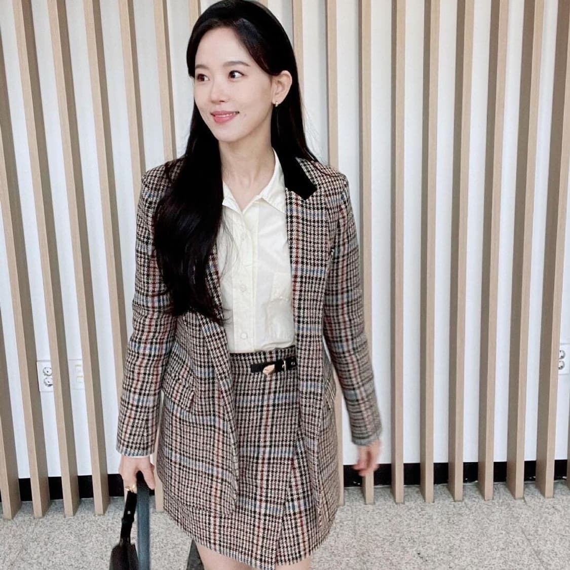 산드로 벨벳 트리밍 체크 트위드 자켓 상품이미지3