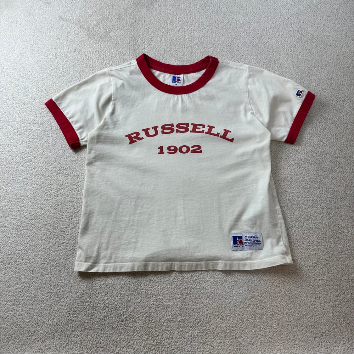W 95 90s made in usa 미국 빈티지 러셀 링거 반팔티 상품이미지1
