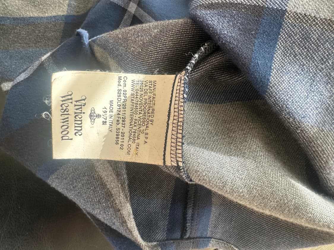 비비안웨스트우드 셔츠 M 네이비 체크셔츠 상품이미지3