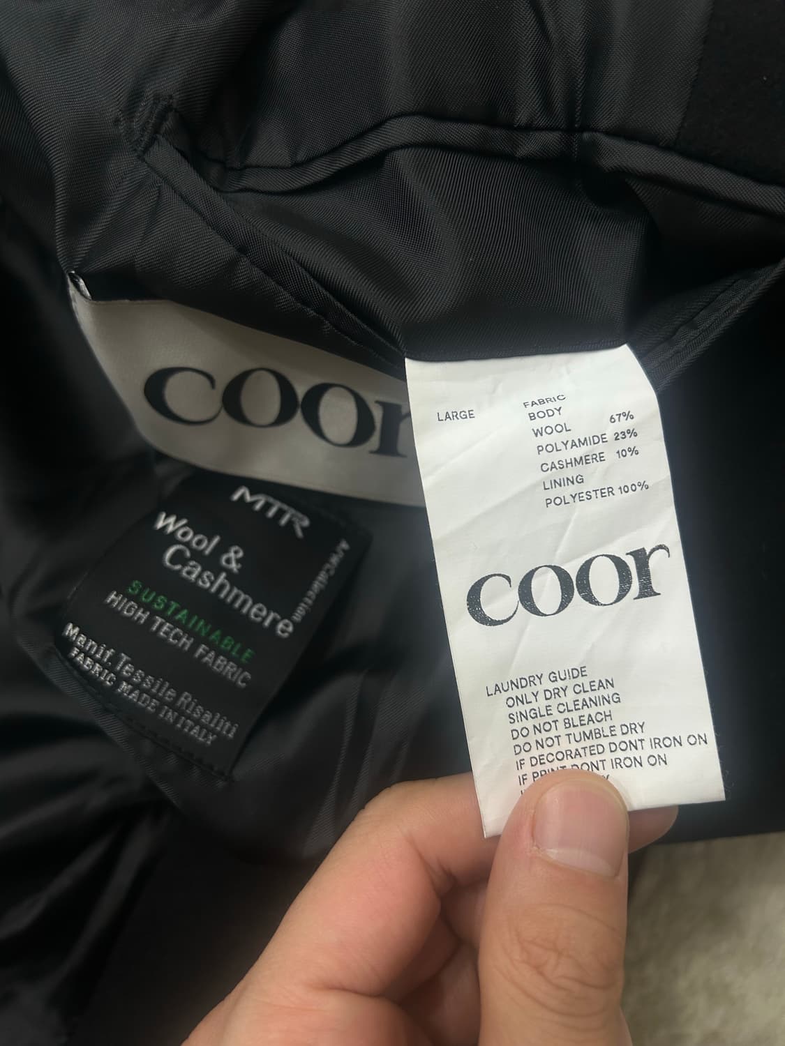 [L]COOR MTR 캐시미어 오버핏 싱글 롱 코트/블랙 상품이미지4