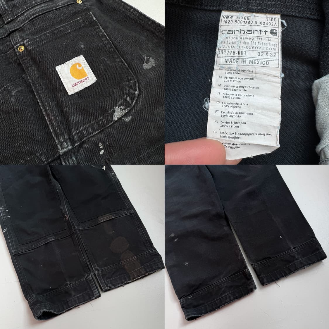 칼하트 OG 덕캔버스 페이드 더블니 워크 오버롤 멜빵 블랙 상품이미지9