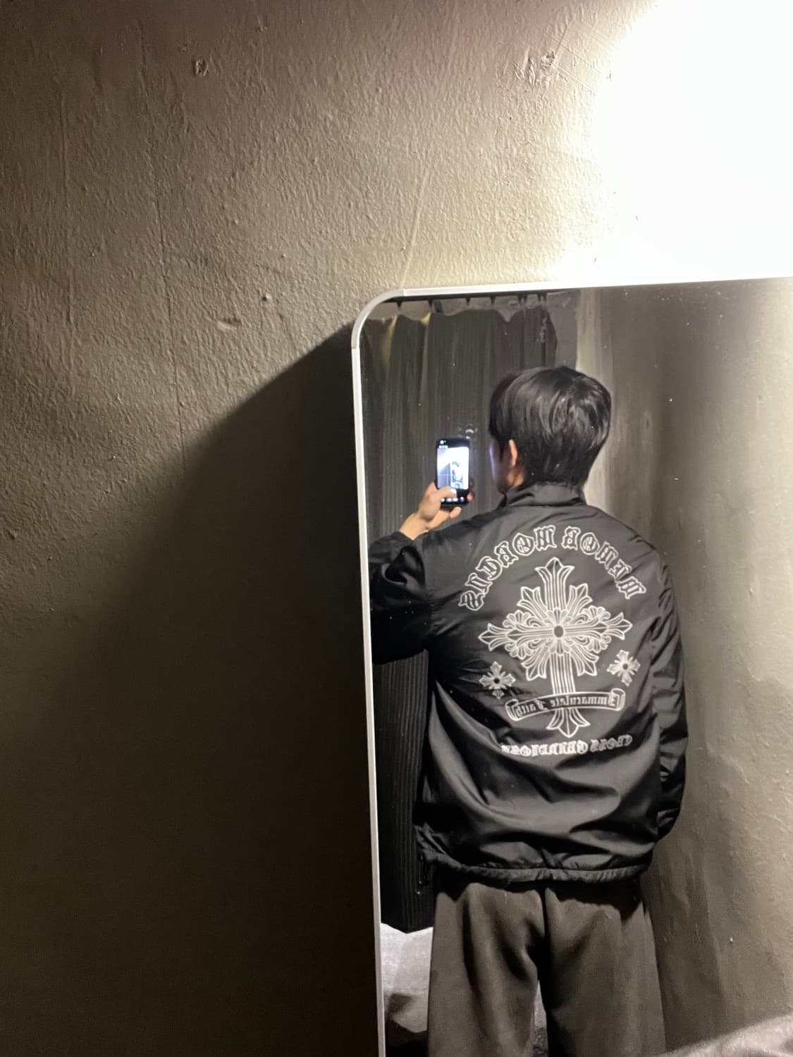 빈티지 JP 블랙 십자가 스펠아웃 프린팅 펑크 이너플리스 바람막이 M 상품이미지2