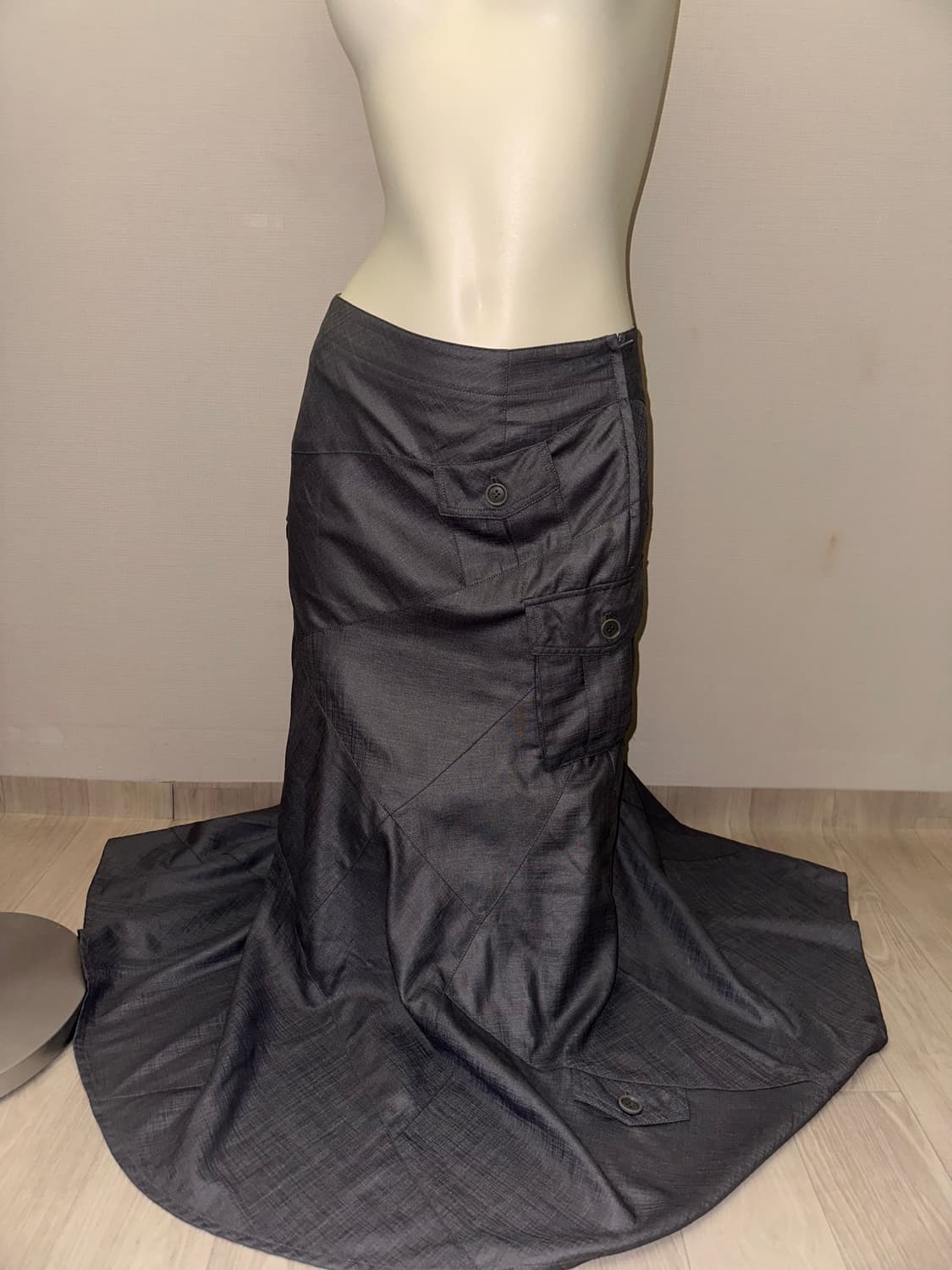 빈티지 포켓 롱 맥시 차콜 스커트 상품이미지7