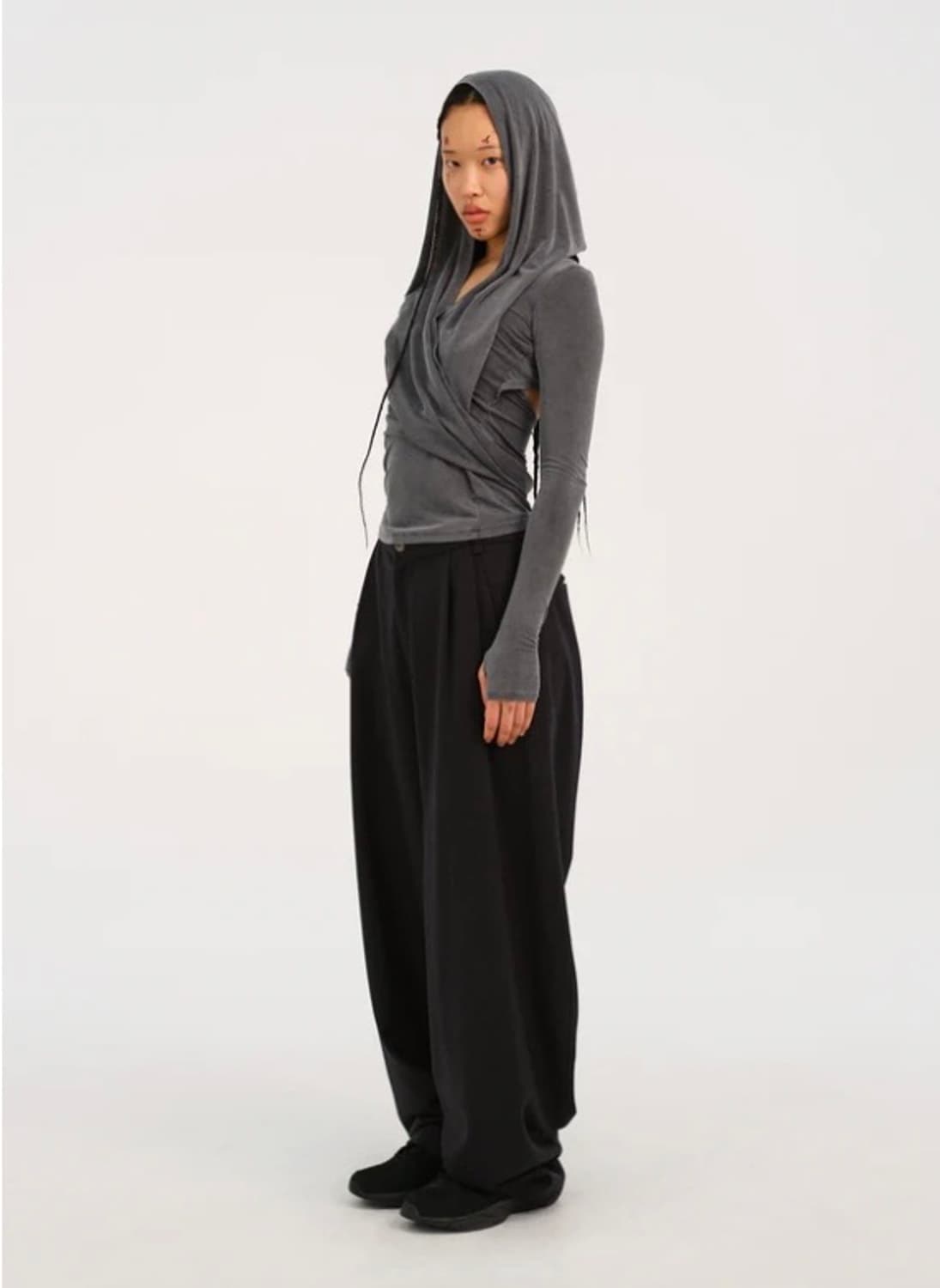 hyeinseo hooded jersey top charcoal 상품이미지1