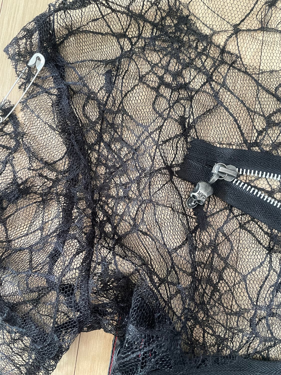 Madpunk spider skull zipper black lace 상품이미지3