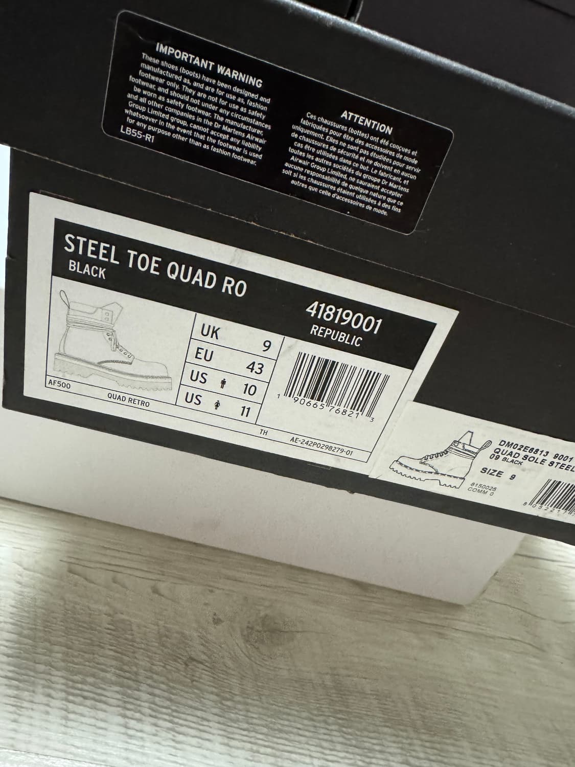 [UK9] [280] 닥터마틴 x 릭 오웬스 쿼드솔 블랙 부츠 상품이미지4