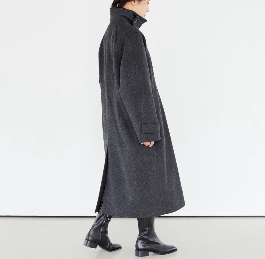 에핑글러 하이넥 오발 코트 차콜 상품이미지3