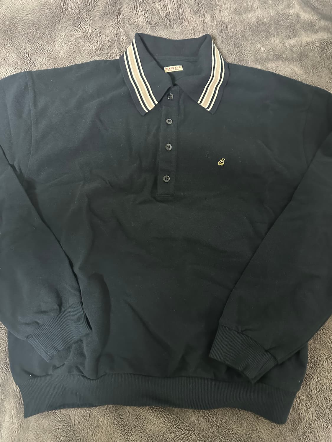 [4] 캐피탈 피케 랑글 컬러 셔츠 블랙 상품이미지2