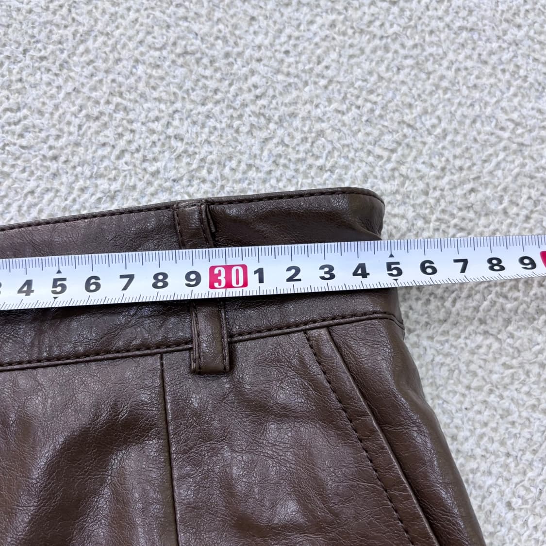 38 엘보른 여성 브라운 페이크 레더 미디 스커트 0528E 상품이미지5