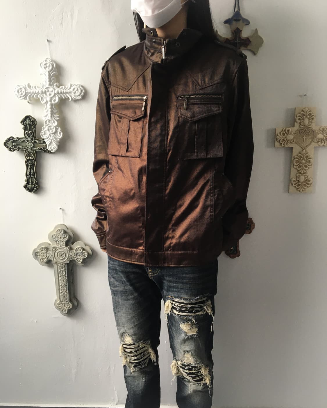 High neck glossy jacket 상품이미지1