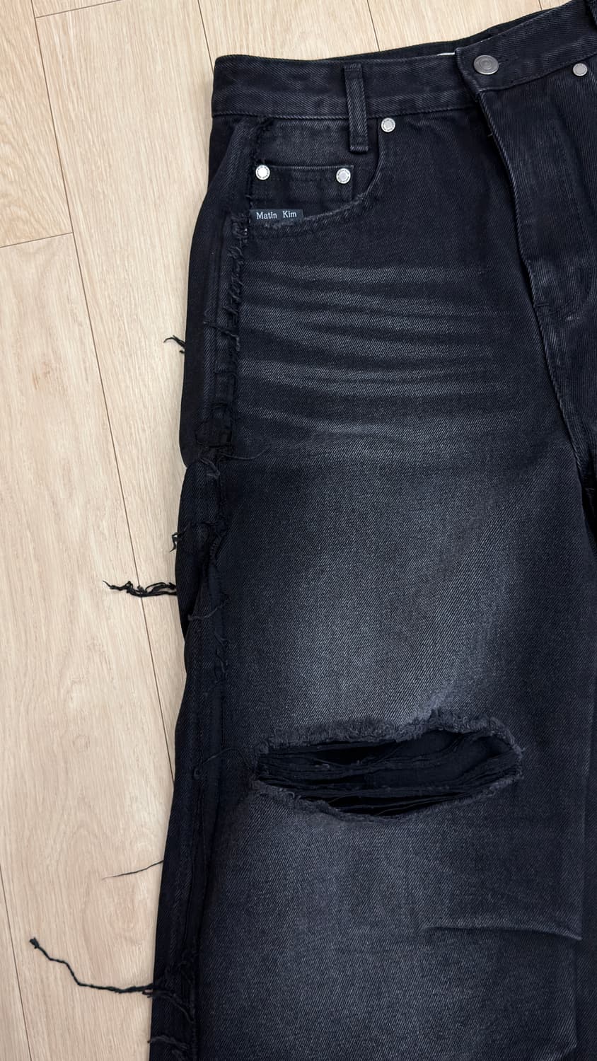 마뗑킴 데미지 워싱 와이드 데님 S사이즈 상품이미지4