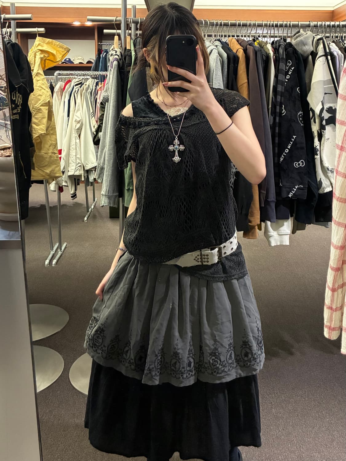 M-L)Japanese vintage 여성 펀칭 반팔 니트(이염) 상품이미지10