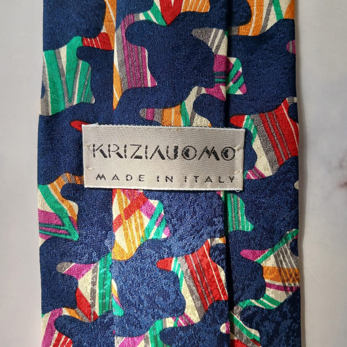 크리지아 실크 네이비 패턴 넥타이 9.9cm A등급 E912 상품이미지8