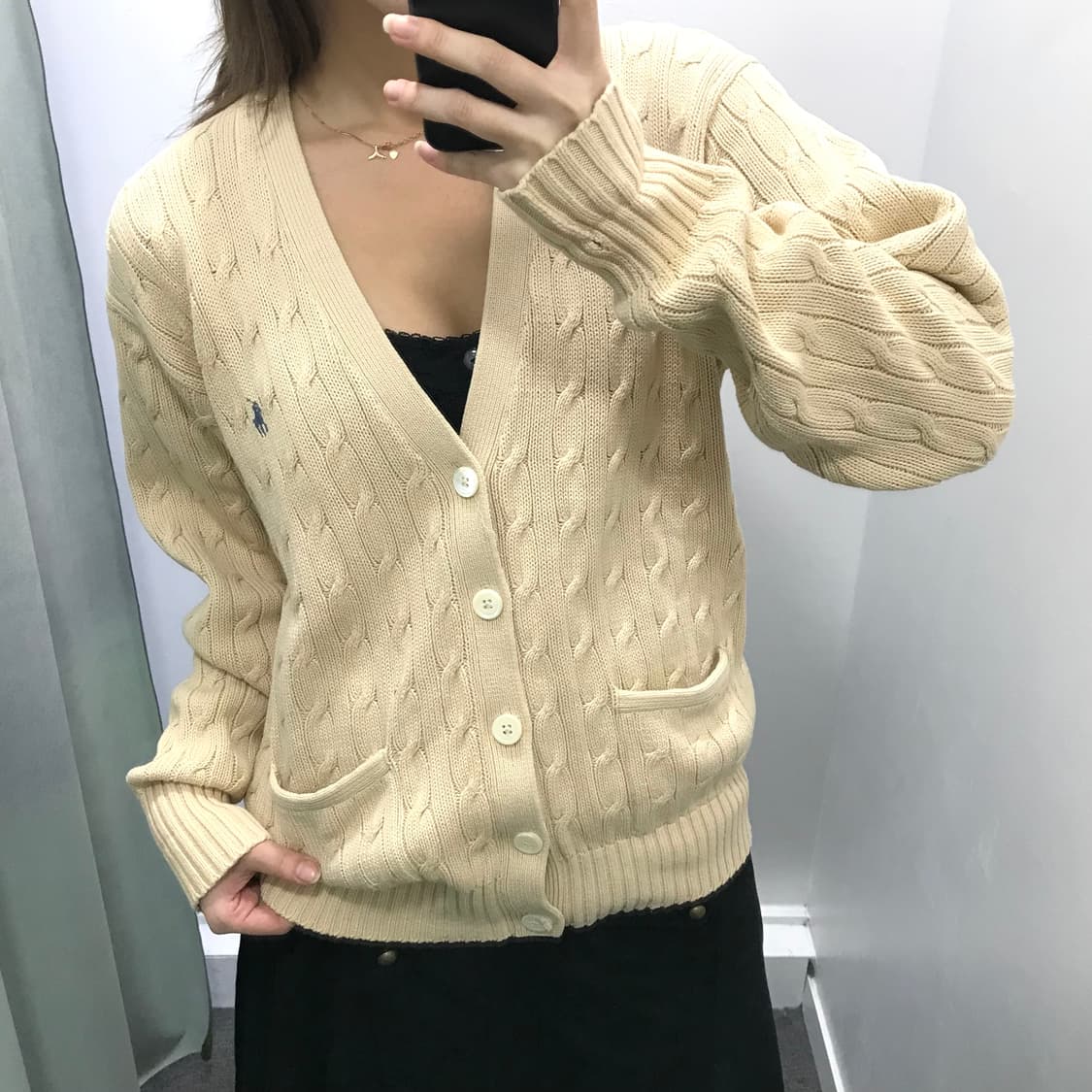 폴로 베이지 꽈베기 가디건 상품이미지2