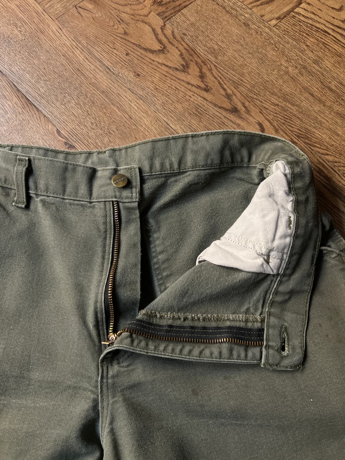 [34]칼하트 USA 빈티지 워싱 모스그린 싱글니 카펜터 워크 팬츠 상품이미지3