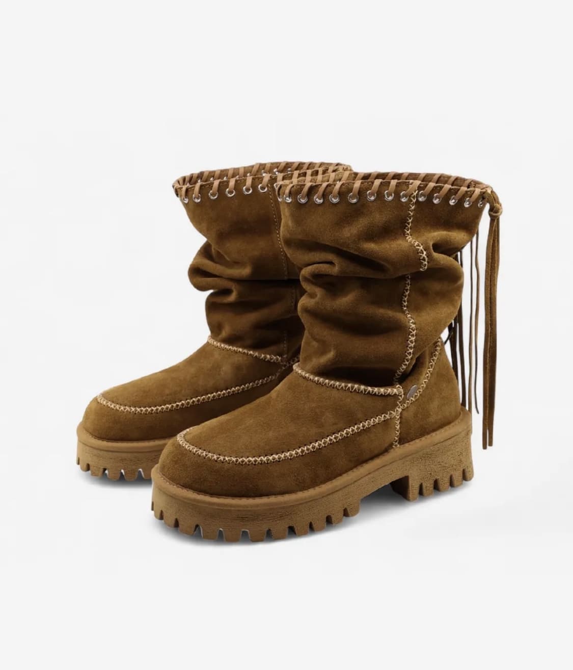 여밈 피그테일 부츠 pigtail boots (suede camel)  상품이미지1