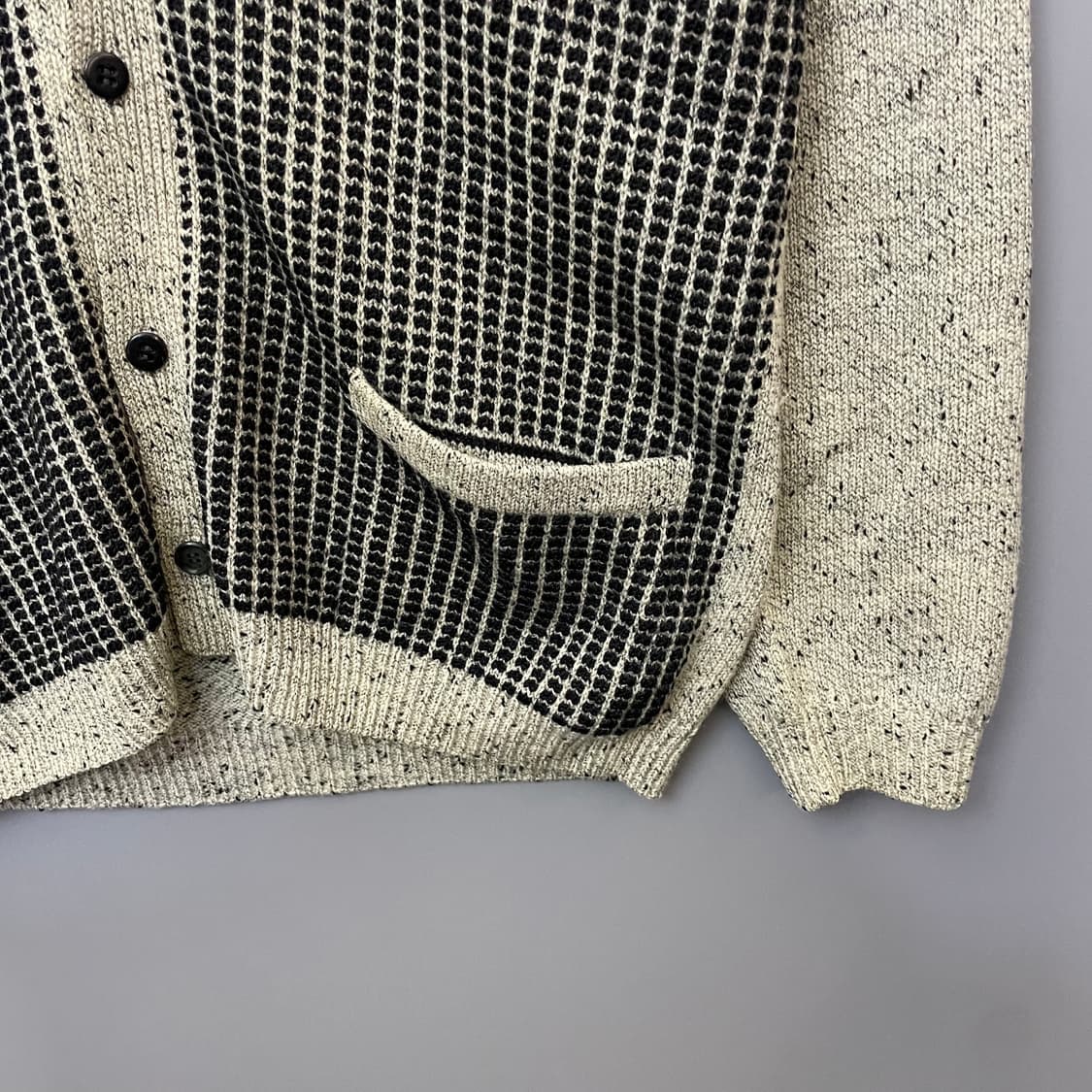 빈티지 오트밀블랙 니트 짜임 가디건 상품이미지4