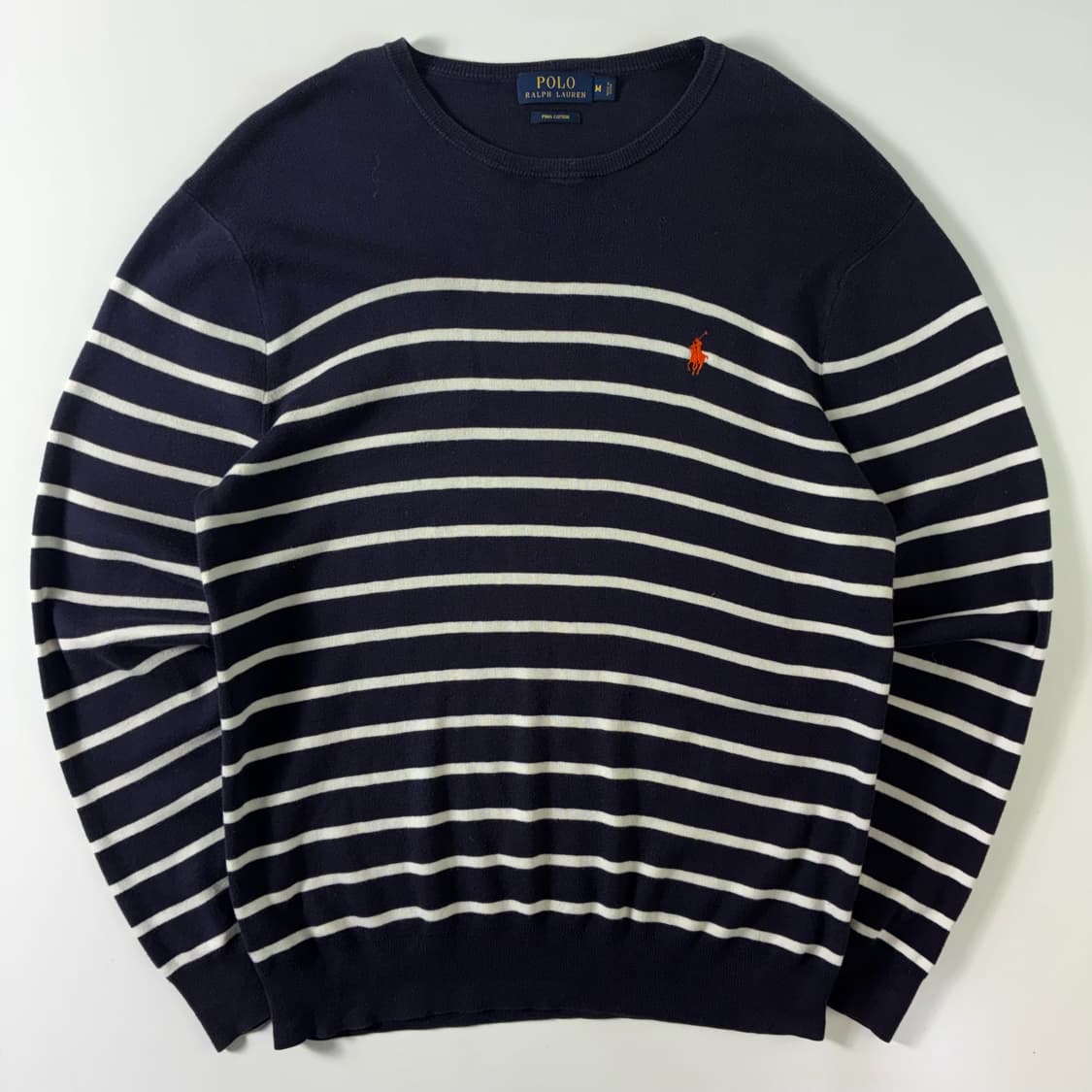 Polo  폴로 랄프로렌 자수 피마코튼 네이비 스트라이프 니트   상품이미지1