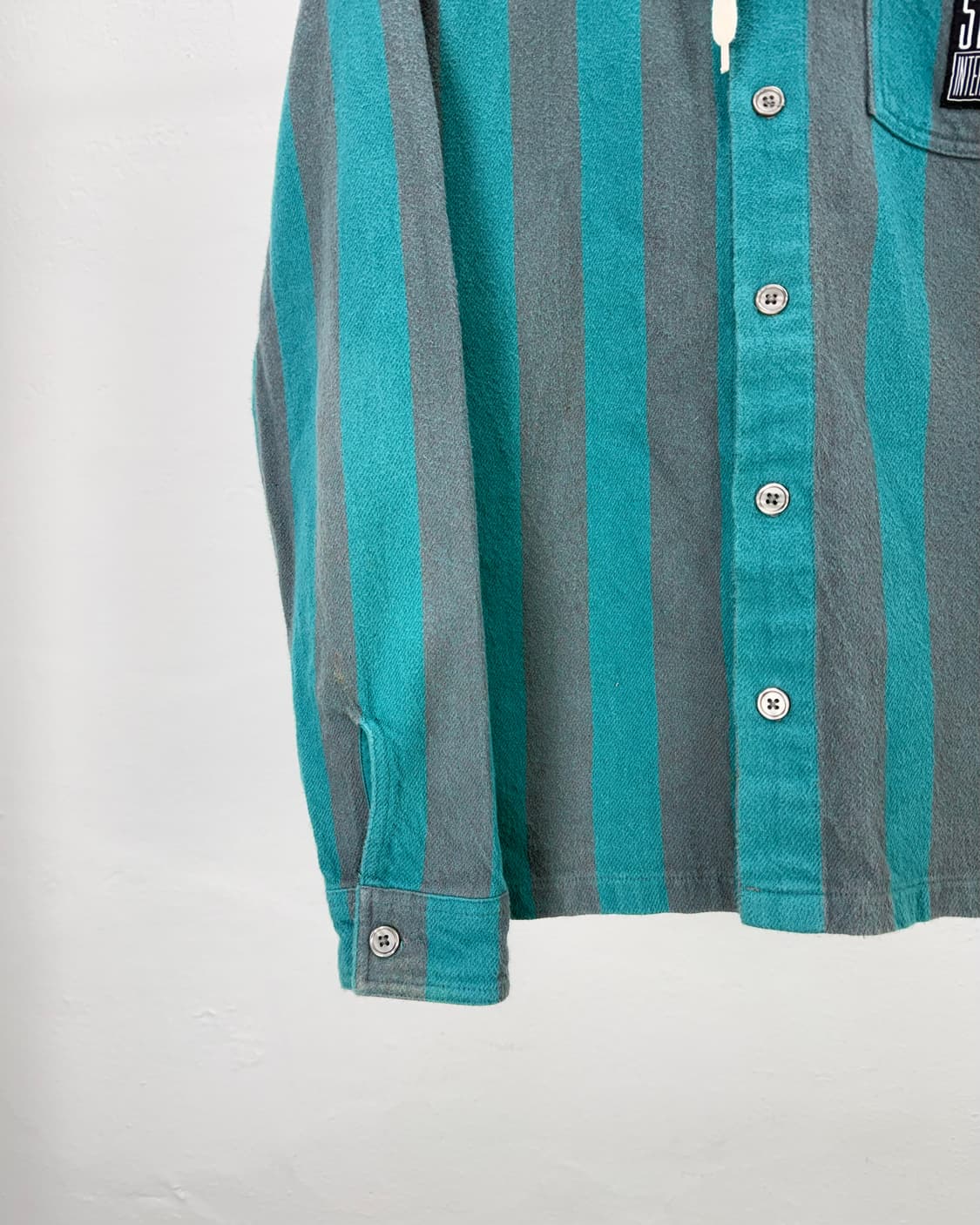 스투시 16fw 블루 스트라이프 후디 플란넬 셔츠 자켓 상품이미지4